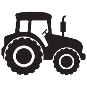 Tractor icon from the side view to represent agriculture.