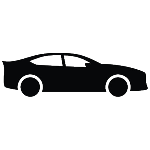 Car icon from side view to represent the automotive industry.