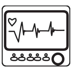 Icon of heart rate monitor to represent the medical industry.