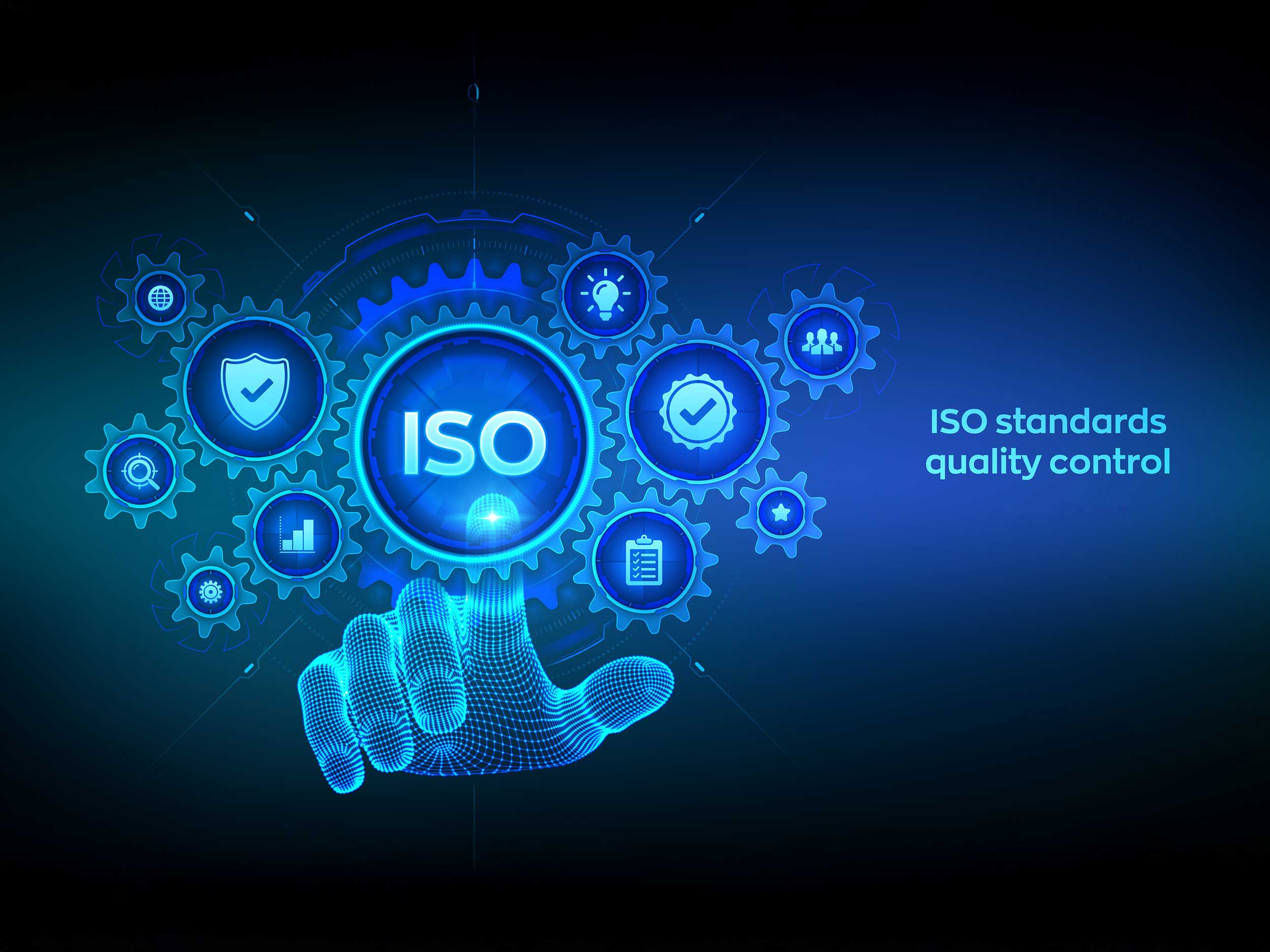 Dark blue illustration to showcase iso standards.